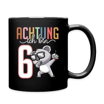 Sechster 6. Geburtstag Junge 6 Jahre Koala - Tasse einfarbig - Schwarz - Rechts