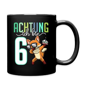 Sechster 6. Geburtstag Junge 6 Jahre Fuchs - Tasse einfarbig - Schwarz - Rechts