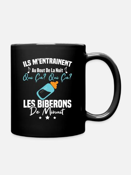 Qui ça qui ça Les biberons de minuit Humour Cadeau - Mug uni - noir