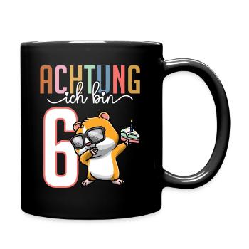 Sechster 6. Geburtstag Junge 6 Jahre Hamster - Tasse einfarbig - Schwarz - Rechts