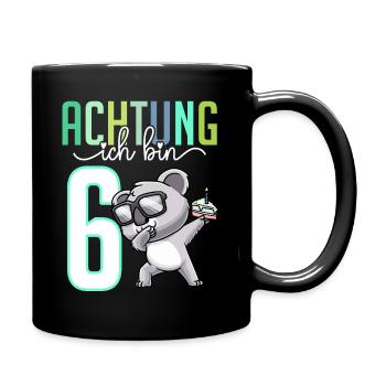 Sechster 6. Geburtstag Junge 6 Jahre Koala - Tasse einfarbig - Schwarz - Rechts