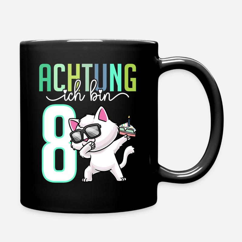 Zum 8. Geburtstag 8 Jahre Katze Junge Mädchen - Tasse einfarbig - Schwarz