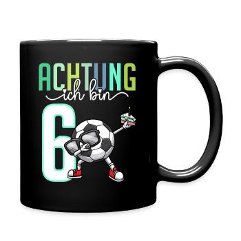 Sechster 6. Geburtstag Junge 6 Jahre Fussball - Tasse einfarbig - Schwarz - Rechts