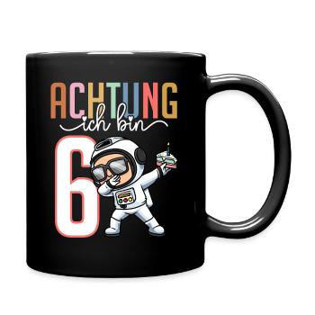 Sechster 6. Geburtstag Junge 6 Jahre Astronaut - Tasse einfarbig - Schwarz - Rechts