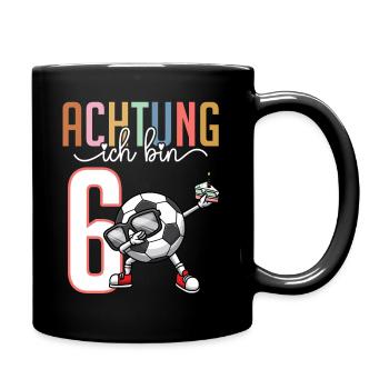 Sechster 6. Geburtstag Junge 6 Jahre Fussball - Tasse einfarbig - Schwarz - Rechts