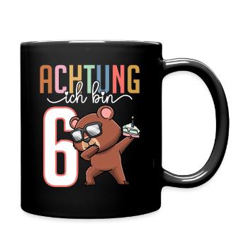 Sechster 6. Geburtstag Junge 6 Jahre Bär - Tasse einfarbig - Schwarz - Rechts