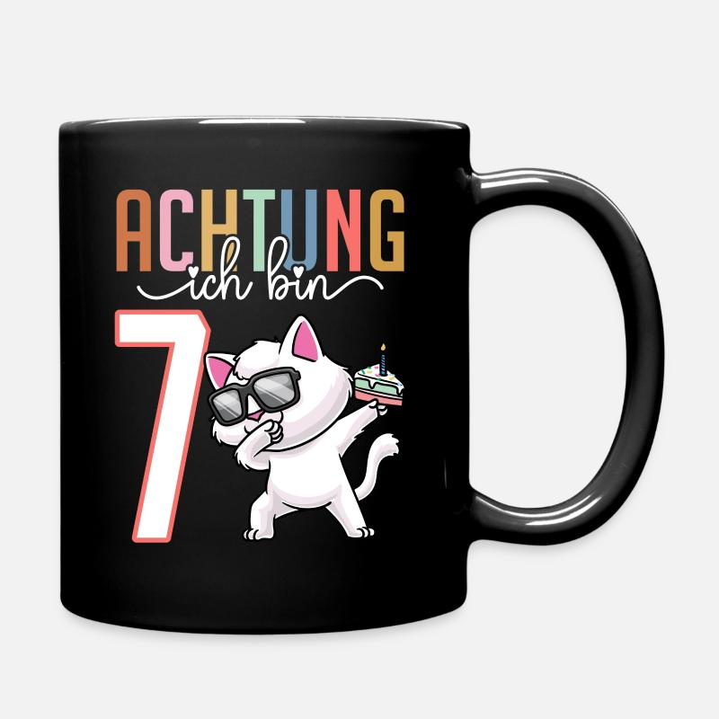 7. Geburtstag 7 Jahre Katze Junge Mädchen - Tasse einfarbig - Schwarz