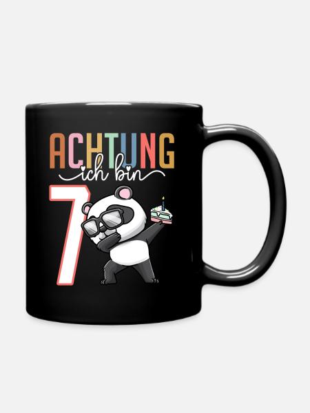 7. Geburtstag 7 Jahre Panda Junge Mädchen - Tasse einfarbig - Schwarz
