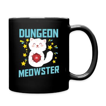 Dungeon Meowster | Nerdy Cat D20 RPG Fantasy Game - Full Colour Mug - black - Right