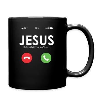 Jesus Is Calling Christian - Full Colour Mug - black - Right