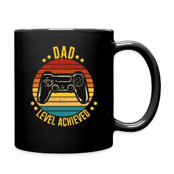 Dad Level achieved Papa Father Gift - Full Colour Mug - black - Right