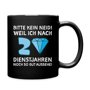 Dienstjubiläum 20 Jahre Firmenjubiläum Geschenk - Tasse einfarbig - Schwarz - Rechts