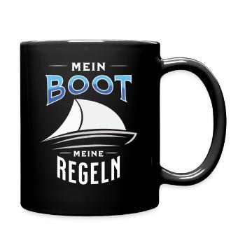 Mein Boot - Meine Regeln für Skipper T-Shirt - Tasse einfarbig - Schwarz - Rechts