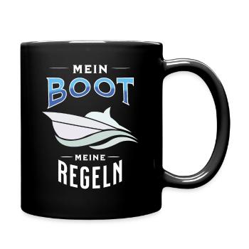 Mein Boot Meine Regeln T-Shirt Motorbootfahrer - Tasse einfarbig - Schwarz - Rechts