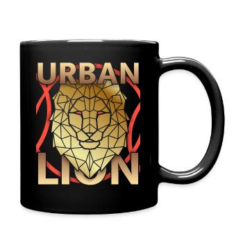Drôle de Lion, Lion urbain, Lion d’or - Mug uni - noir - Droite
