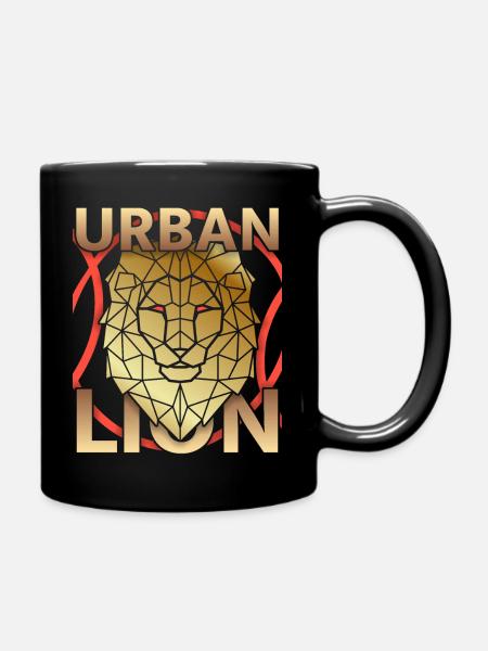 Lustiger Löwe, Urban-Lion, Goldener Löwe - Tasse einfarbig - Schwarz