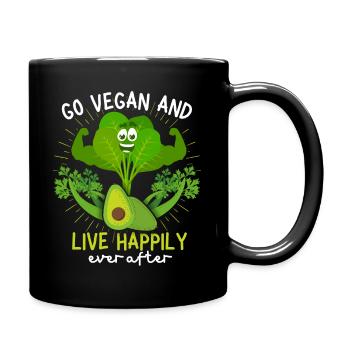 Lustiger Veganer Spruch mit Sellerie und Spinat - Tasse einfarbig - Schwarz - Rechts