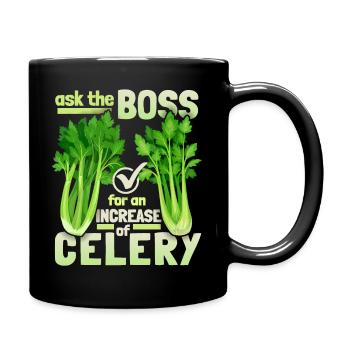 Sellerie, lustiger Spruch, Pun, Celery-Raise - Tasse einfarbig - Schwarz - Rechts