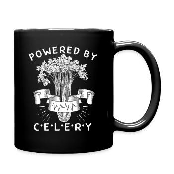 Sellerie, Powered-By-Celery, lustiger Spruch - Tasse einfarbig - Schwarz - Rechts