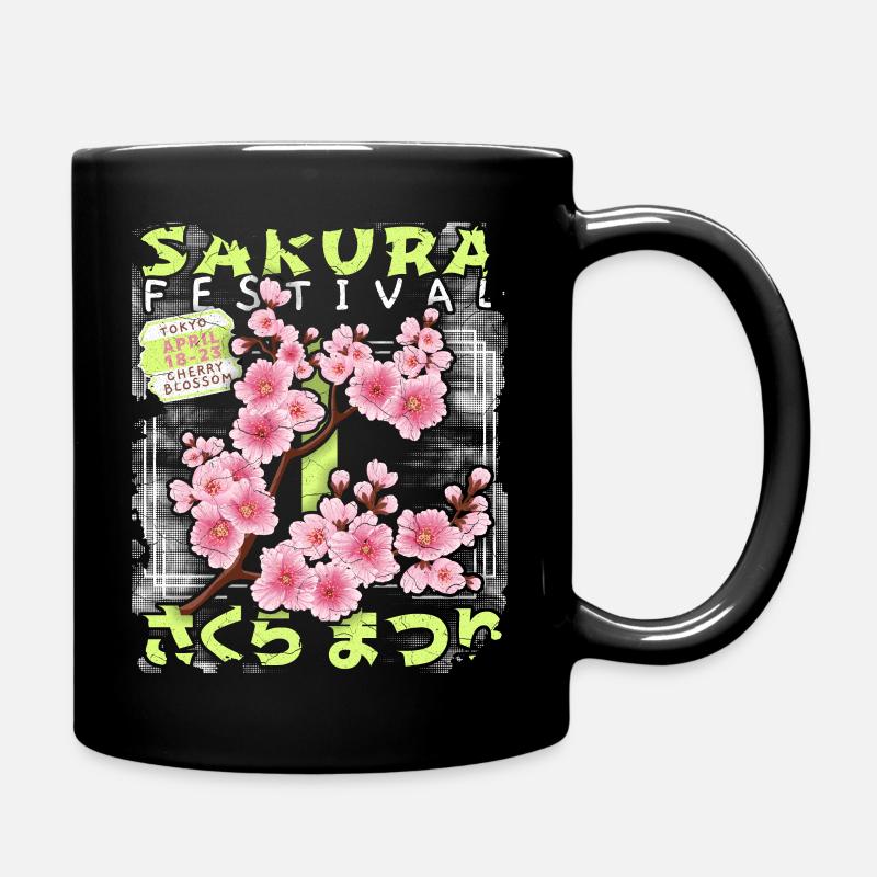 Japanische Kirschblüte, Sakura-Kirschblütenfest - Tasse einfarbig - Schwarz