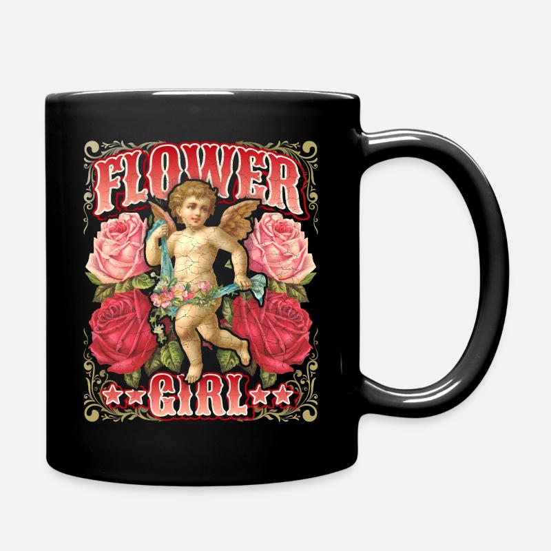 Engel-Putto mit Vintage-Rosen, Nostalgie-Scrapbook - Tasse einfarbig - Schwarz