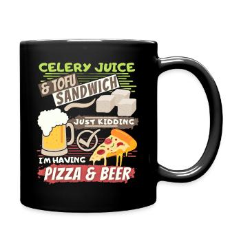 Jus de céleri, tofu, bière à pizza dicton amusant - Mug uni - noir - Droite