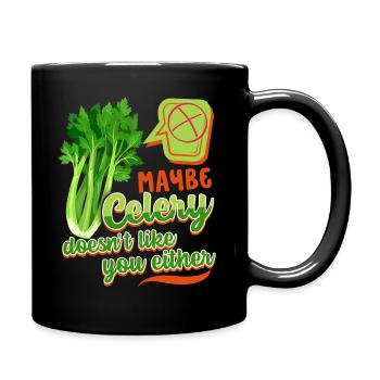 Sellerie, lustiger Spruch, Celery-Doesn't-Like-You - Tasse einfarbig - Schwarz - Rechts