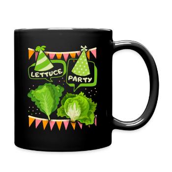 Salade, laitue drôle en disant Let’s party - Mug uni - noir - Droite