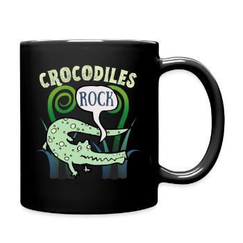 Krokodil-Crocodile, lustiger Spruch, Cartoon-Style - Tasse einfarbig - Schwarz - Rechts