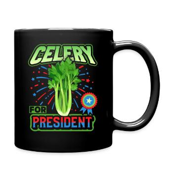 Sellerie, lustiger Spruch, Celery-For-President - Tasse einfarbig - Schwarz - Rechts