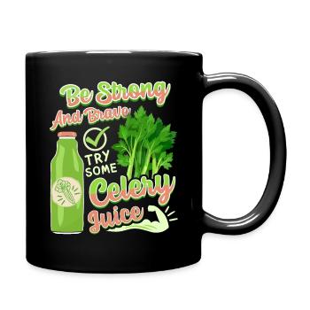 Sellerie, lustiger Spruch, Try-Celery-Juice - Tasse einfarbig - Schwarz - Rechts