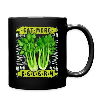Sellerie, lustiger Spruch Eat-More-Celery - Tasse einfarbig - Schwarz - Rechts