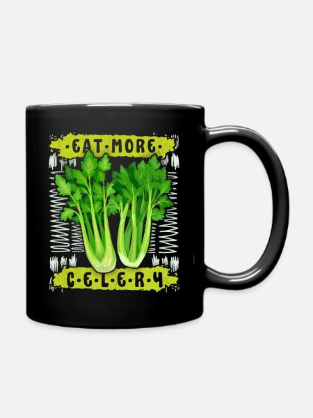 Sellerie, lustiger Spruch Eat-More-Celery - Tasse einfarbig - Schwarz