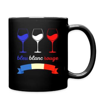 Verres de Vin Français bleu blanc et rouge - Mug uni - noir - Droite