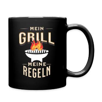 Mein Grill Meine Regeln für BBQ Grill Freunde - Tasse einfarbig - Schwarz - Rechts