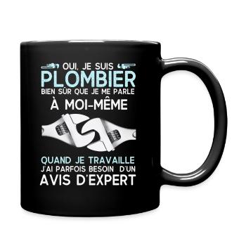Humour plombier 5 - Mug uni - noir - Droite