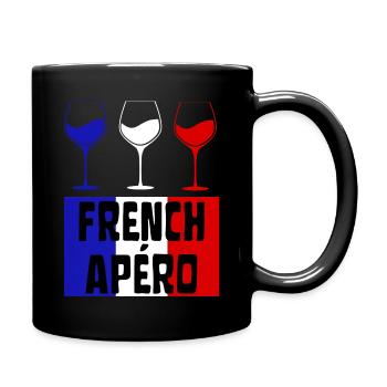 FRENCH APÉRO Vin Français bleu blanc et rouge - Mug uni - noir - Droite