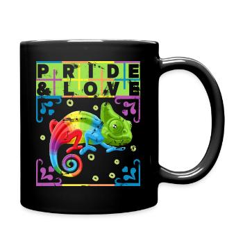 Rainbow Chameleon, LGBT Pride-Rainbow LGBTQ - Full Colour Mug - black - Right