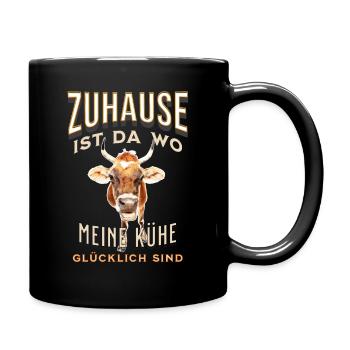 Zuhause ist da wo meine Kühe glücklich sind Shirt - Tasse einfarbig - Schwarz - Rechts