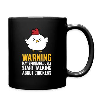 Warnung kann spontan über Hühner sprechen - Tasse einfarbig - Schwarz - Rechts