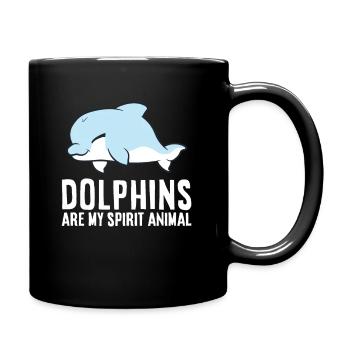Dolphins Are My Spirit Animal Bottlenose Dolphin - Full Colour Mug - black - Right