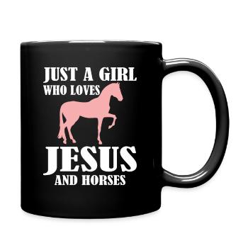 Just A Girl Who Loves Jesus And Horses Pferd - Tasse einfarbig - Schwarz - Rechts