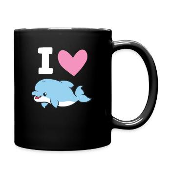 I Love Dolphins Sea Ocean Cute Dolphin - Full Colour Mug - black - Right