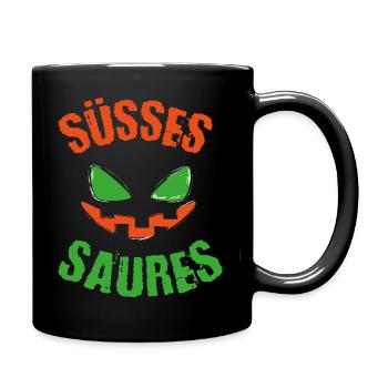 halloween süsses saures trick or treat kürbis - Tasse einfarbig - Schwarz - Rechts