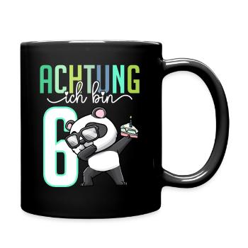 Sechster 6. Geburtstag Junge 6 Jahre Panda - Tasse einfarbig - Schwarz - Rechts