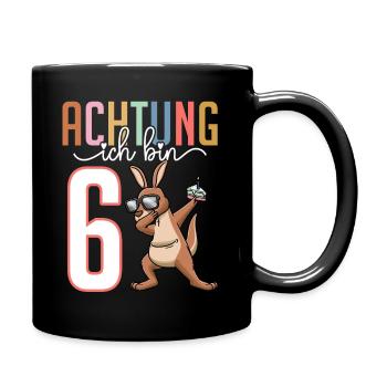 Sechster 6. Geburtstag Junge 6 Jahre Känguru - Tasse einfarbig - Schwarz - Rechts