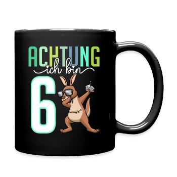 Sechster 6. Geburtstag Junge 6 Jahre Känguru - Tasse einfarbig - Schwarz - Rechts