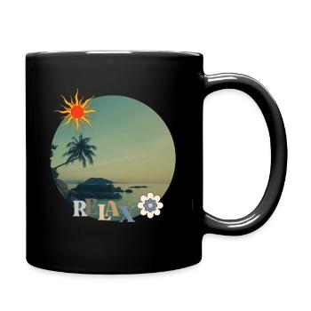 Retro Relax Design Sommer Urlaub - Tasse einfarbig - Schwarz - Rechts