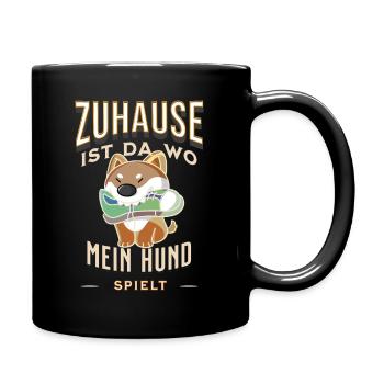 Zuhause ist da wo mein Hund spielt T-Shirt - Tasse einfarbig - Schwarz - Rechts