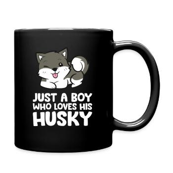Nur ein Junge, der seinen Husky liebt - Tasse einfarbig - Schwarz - Rechts